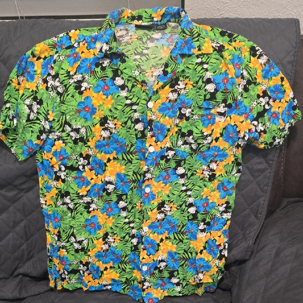 Disney Green and Blue Casual Button Down Shirt - Picture 1 of 2